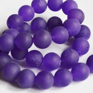 Jadeiit ümar matistatud 10mm, looduslik, värvitud lilla, ava 1 mm, 12 tk