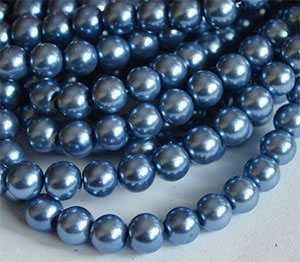 Klaaspärl 10mm hallikassinine, ava 1mm, pakis 10 tk