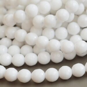 Jadeiit ümar 8mm  looduslik kivi, lihvitud, värvitud valge, ava 1mm, pakis 16 tk