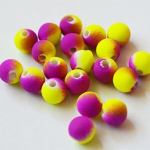 Akrüülhelmes 8mm matistatud neoonkollane-lilla, 20 tk