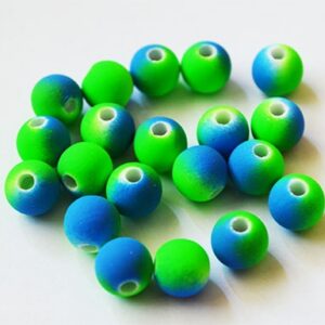 Akrüülhelmes 8mm matistatud neoonroheline-sinine, 20 tk