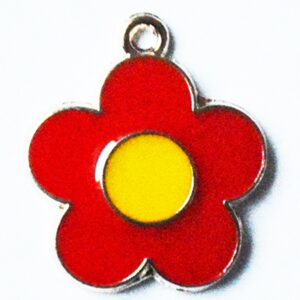 Kuldne/värviline metallripats Lill 22x18mm, pakis 1 tk