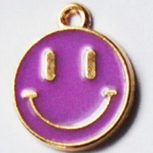 Kulta/violetti metalliriipus Face 14x11mm, pakkaus 1 kpl