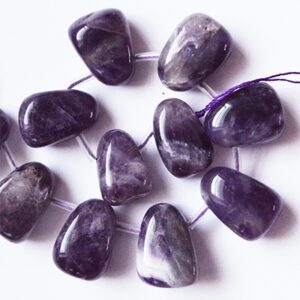 Ametüst 15~30x11~20mm, looduslik kivi, ava 1mm, pakis 1 tk