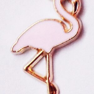 Kuldne/värviline metallripats Flamingo roosa 22x14mm, pakis 1 tk