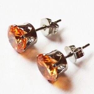 Terasest kõrvarõngad 16x8mm oranžid tsirkoonidega, pakis 1 paar