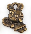 Ant.pronks metallripats Jänes 14x13mm,  Hiina astroloogia, kahepoolne, pakis 1 tk