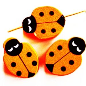 Puuhelmes  Lepatriinu 19x15mm oranž, ava 2mm, pakis 1 tk