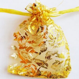 Kinkekott organza 9x7mm kuldne, pakis 5 tk