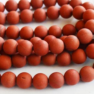 Punane Jaspis 8mm looduslik kivi, matistatud, ava 1mm, pakis 10 tk