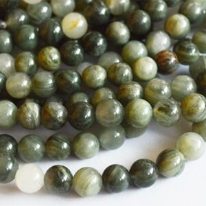 Roheline Jaspis 6mm looduslik kivi, ava 1mm, pakis 10 tk