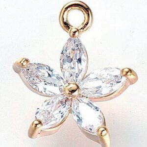 Messingist 18K kullaga kaetud raami ja tsirkoonidega ripats Lill 11x9x3mm, ava 1mm, pakis 1 tk