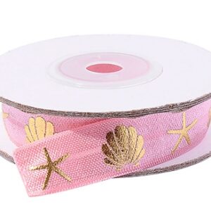 Elastne pael 15mm, roosa-kuldne-teokarp, pakis rullis 3m