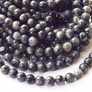 Labradoriit 6mm looduslik kivi, must/hall, ava 1mm, pakis 15 tk