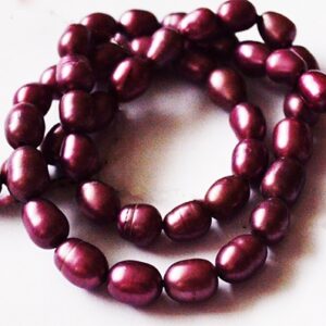 Mageveepärl 5-7mm, ava 1mm, värvitud tumepunane, pakis 10 tk