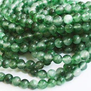 Jadeiit 8mm looduslik kivi, värvitud rohelisekirju, ava 1mm, pakis 10 tk