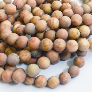 Puukivi (Wood Lace Stone) 8mm looduslik kivi, matistatud, ava 1mm, pakis 10 tk