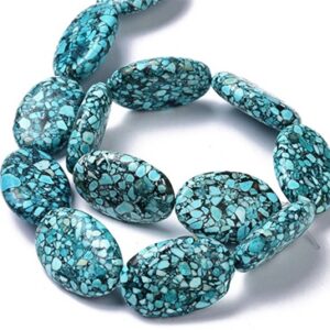 Sünteetiline Türkiis 30x18-20mm, ava 0,8mm, pakis 1 tk