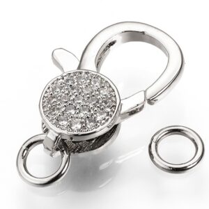 Messingist tsirkoonidega kinnis 19x12mm värv hõbedane, pakis 1 tk