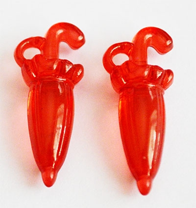 Akrüülist ripats Vihmavari 31x12mm punane, ava 3mm, pakis 1 tk.