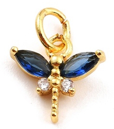 Messingist kullatud 18K kullaga ja tsirkoonidega ripats Kiil 10x10mm, sinine, pakis 1 tk