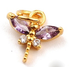 Messingist kullatud 18K kullaga ja tsirkoonidega ripats Kiil 10x10mm, lilla, pakis 1 tk