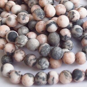 Roosa Sebra Jaspis 8mm matistatud, looduslik kivi, ava 1mm, pakis 10 tk