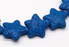 Laavakivi Täheke 25x25mm looduslik kivi, värvitud sinine, ava 1mm, pakis 1 tk