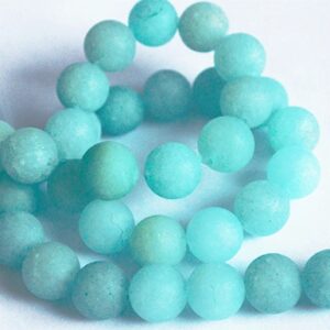 Jadeiit ümar matistatud 10mm, looduslik, värvitud helesinine, ava 1 mm, 12 tk