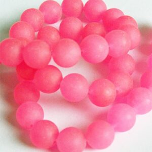 Jadeiit ümar matistatud 10mm, looduslik, värvitud tumeroosa, ava 1 mm, 13 tk