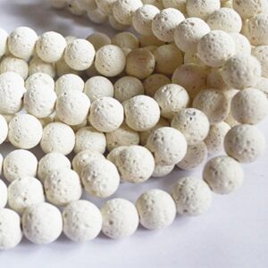 Laavakivi 10mm looduslik kivi, värvitud valge, ava 1mm, pakis 10 tk
