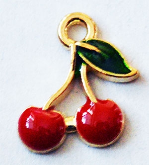 Kuldne/värviline metallripats Kirsid 15x8mm, pakis 1 tk