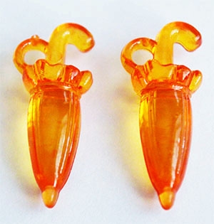 Akrüülist ripats Vihmavari 31x12mm oranž, ava 3mm, pakis 1 tk.