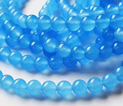 Jadeiit 8mm looduslik kivi värvitud läbikumav, ava 1mm, taevasinine, pakis 10 tk