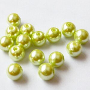 Klaaspärl 8mm heleroheline, ava 1mm, pakis 15 tk