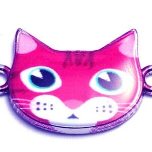 Коннектор металлический Cat 15x20мм розовый, отверстие 1мм, в упаковке 1 шт.