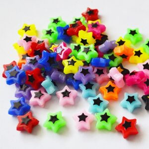 Akrüülhelmes Täheke 11x10mm mix, ava 1,5mm, pakis 15 tk.