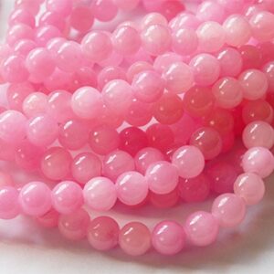 Jade  6mm luonnonkivi värjätty vaaleanpunainen, reikä 1mm, pakkaus 15 kpl