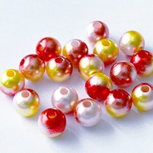 Akrüülpärl 8mm punane/kuldne/valge, ava  1mm, pakis 15 tk