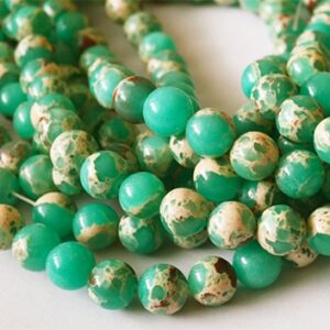 Imperiaal Jaspis 8mm sünteetiline kivi roheline-beež, ava 1mm, pakis 10 tk