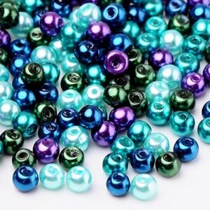 Klaaspärl 4mm mix - sinine/tumesinine/helesinine/lilla, ava 1mm, pakis 400 tk