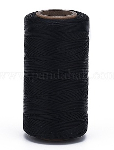 Vahatatud lapik polüesterniit 1x0,3mm must, rullis 260m, sobilik naha õmblemiseks, pakis 1 rull