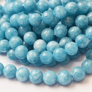 Kvarts ümar 8mm looduslik kivi värvitud sinine, ava 1mm, pakis 10 tk
