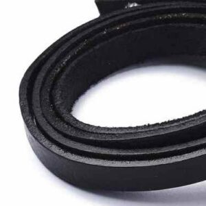 Nahast pael 10x2mm naturaalne loomanahk, värvitud must,  rullis 1,95-2m , pakis 1 rull