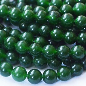 Jadeiit 8mm looduslik kivi värvitud tumeroheline, ava 1mm, pakis 10 tk