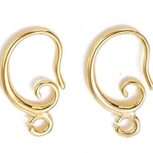 Kõrvarõngahaagid 15x10mm, messing 18K kullaga kaetud, pakis 2 paari