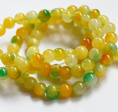 Jadeiit 4mm looduslik, värvitud kollane/roheline/oranž mix, pakis 20 tk