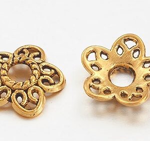 Helmihattu 10,8x11mm antiikkikulta, reikä 3mm, 10 kpl pakkauksessa