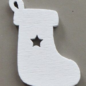 Puidust ripats Jõulusokk 28x21mm valge, pakis 1 tk
