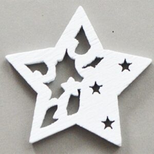 Puidust ripats/kaunistus  Täheke 30x30mm valge, pakis 1 tk